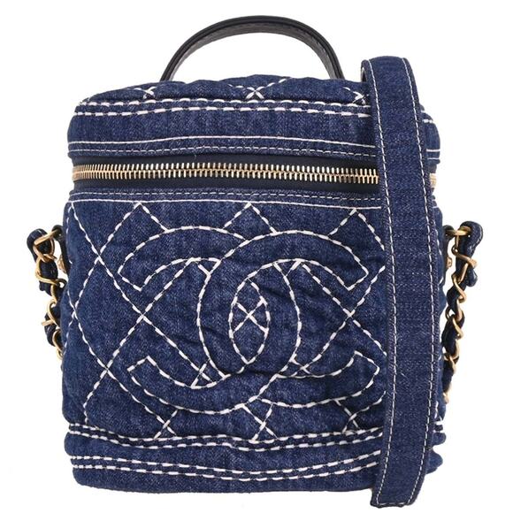 CHANEL Handbags - Chanel Quilted Denim Vanity Case Blue